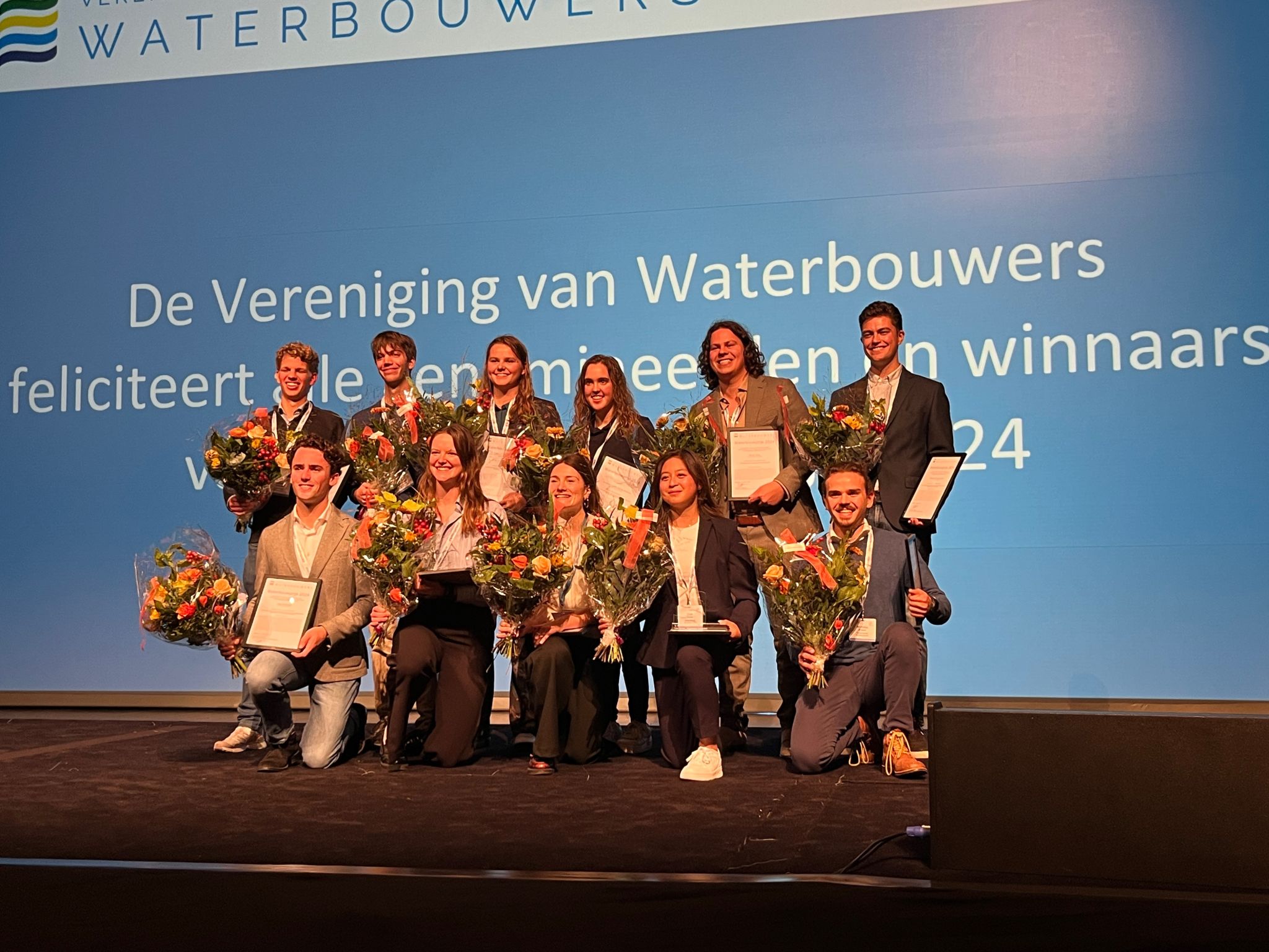 Genomineerden en winnaars waterbouwprijs 2024 op de waterbouwdag